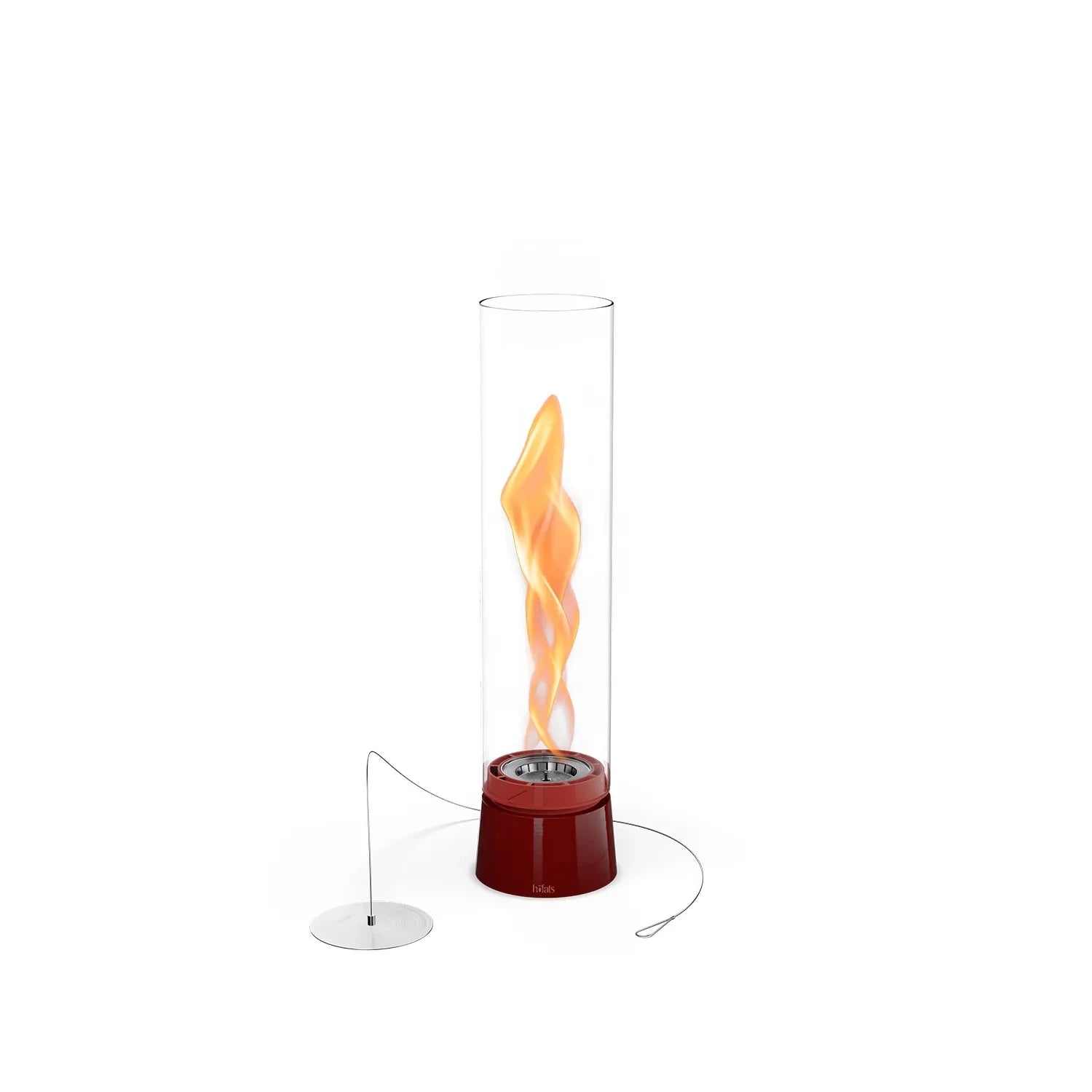 Höfats SPIN Air 900 Red Tabletop Bioethanol Fireplace with Tall Cylindrical Glass