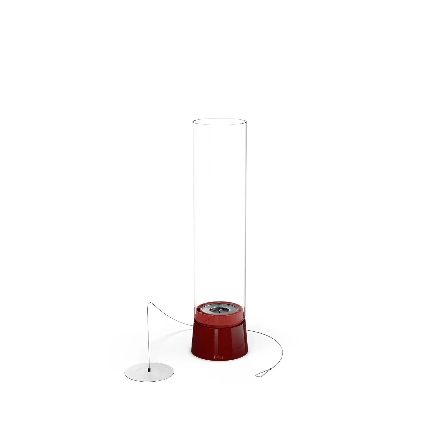 Höfats SPIN Air 900 Red Tabletop Bioethanol Fireplace with Tall Cylindrical Glass