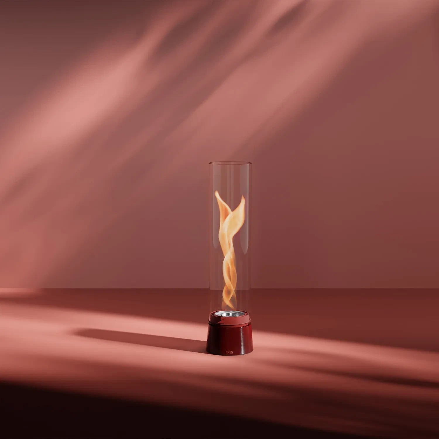 Höfats SPIN Air 900 Red Tabletop Bioethanol Fireplace with Tall Cylindrical Glass