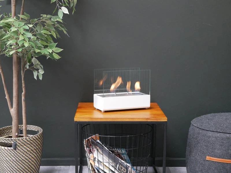 Chimenea de bioetanol blanco de mesa