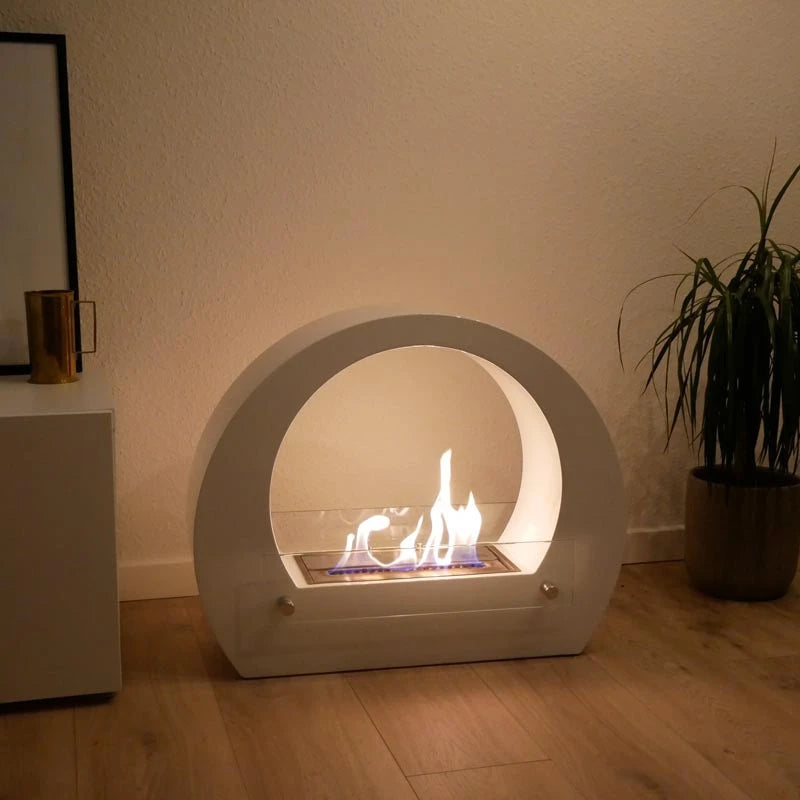 Dallas - Chimenea bioetanol arqueada - Blanco