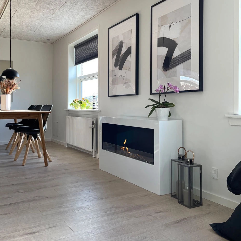 Chimenea Bioetanol para Suelo en Blanco