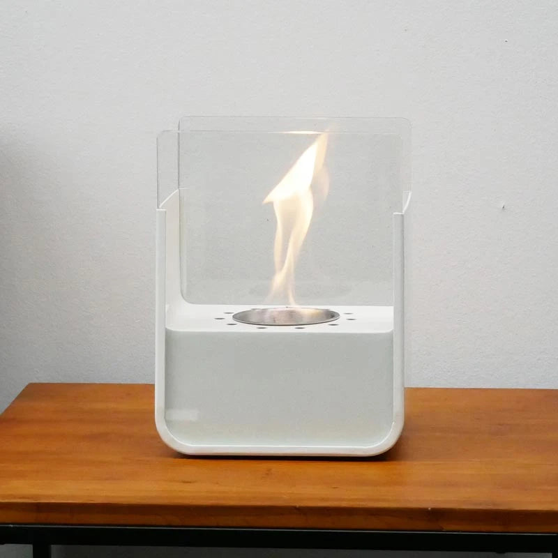 Small table bio fireplace in white