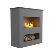 Brecht Grey - OMC 600 Electric Fireplace – Realistic Flame, Eco-Friendly Design, Freestanding
