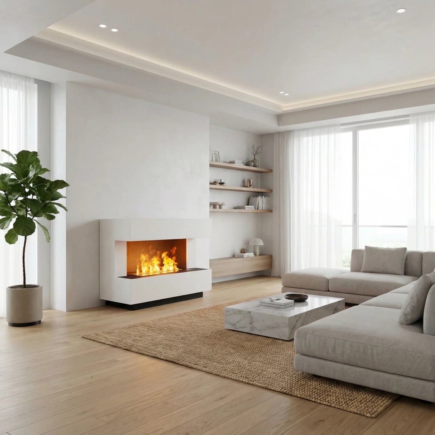 Chimenea híbrida Kant – Blanco