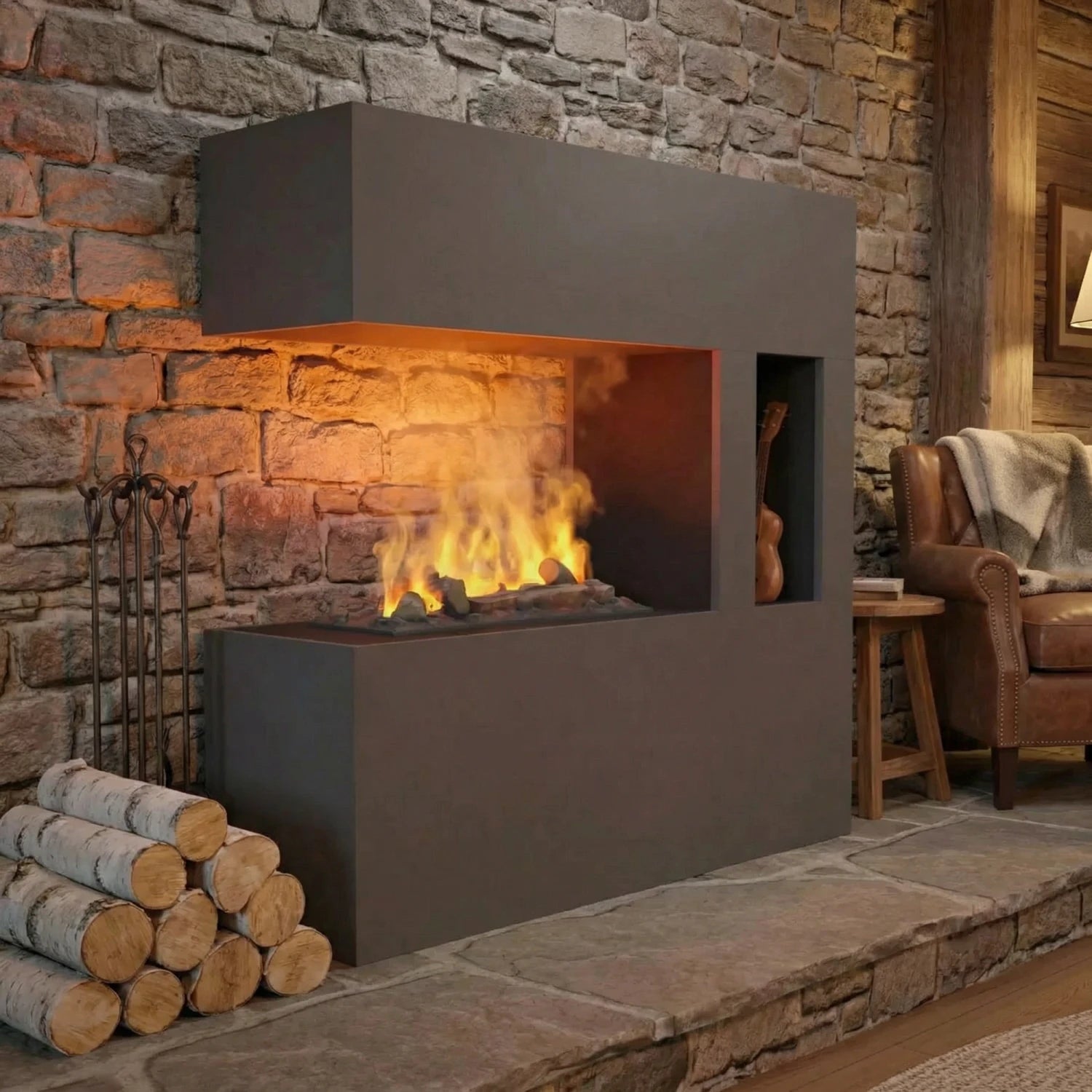 Chimenea híbrida Schiller Pocket – Gris
