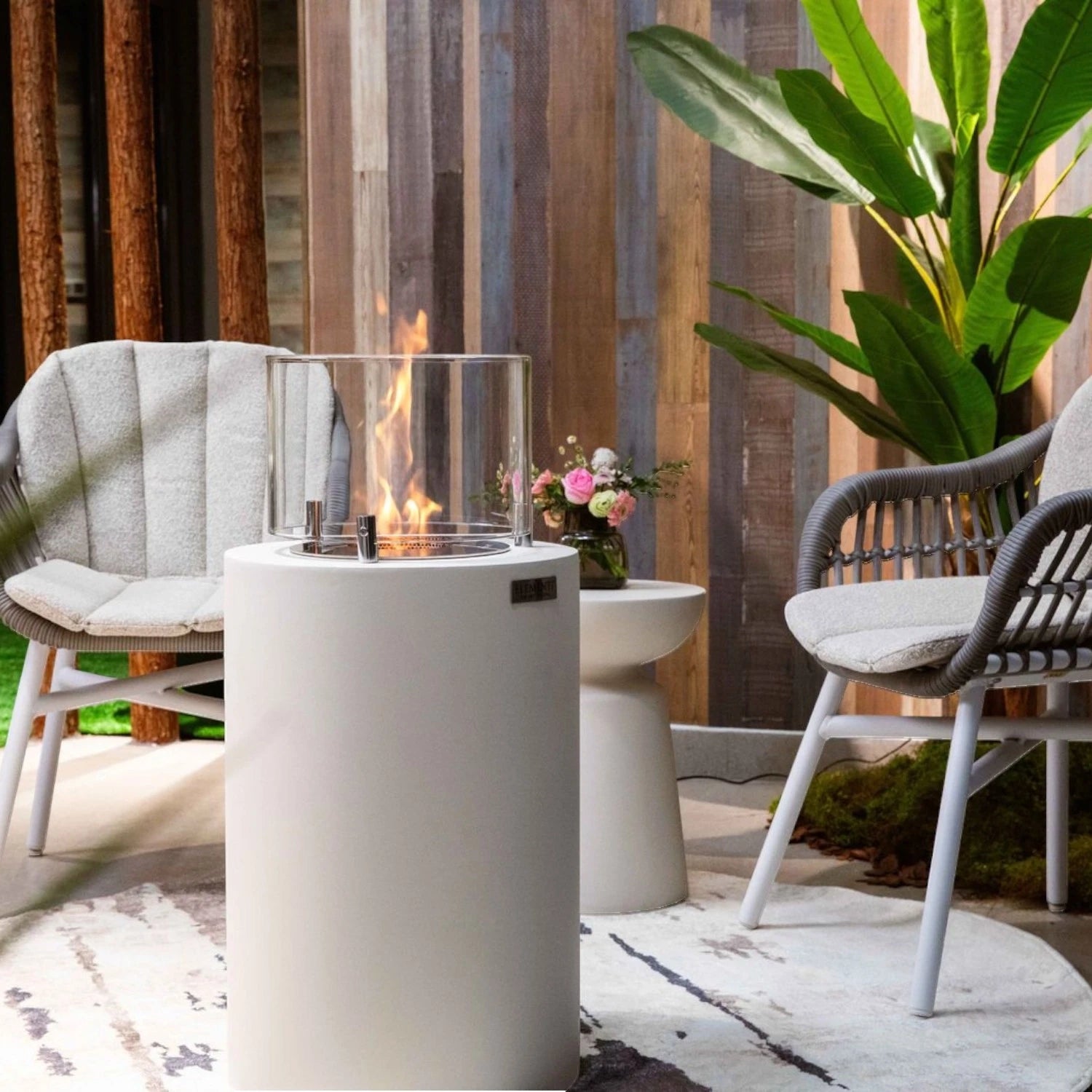 BOSTON Chimenea de Bioetanol – Blanco Crema