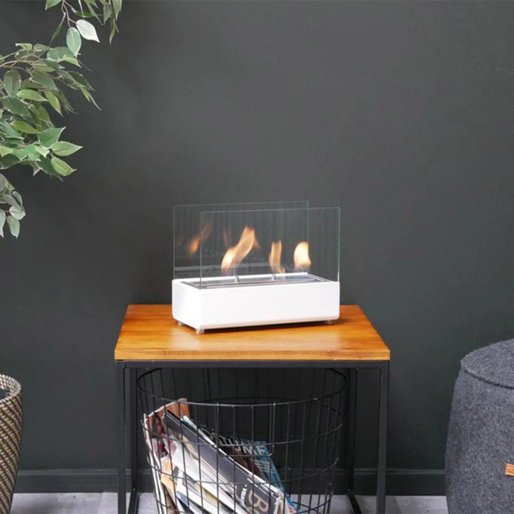 Chimenea de bioetanol blanco de mesa