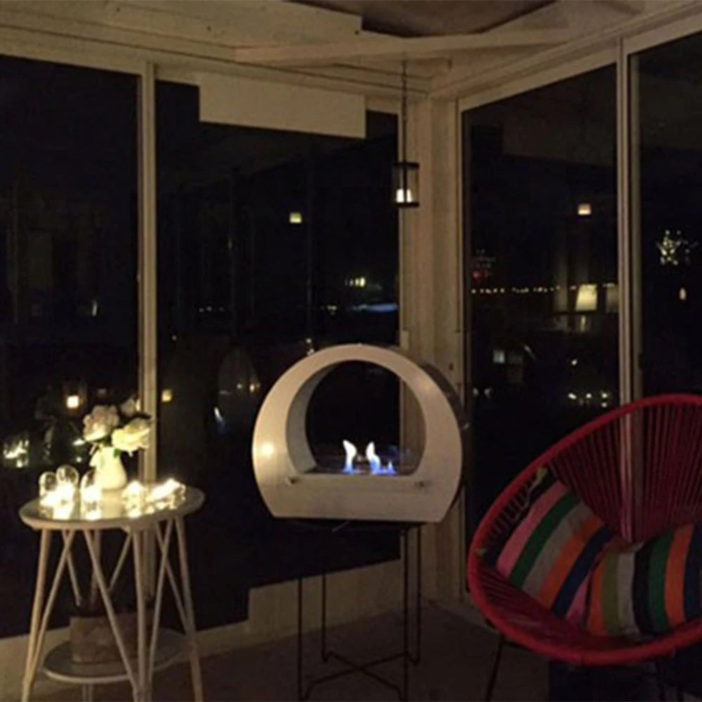 Dallas - Chimenea bioetanol arqueada - Blanco