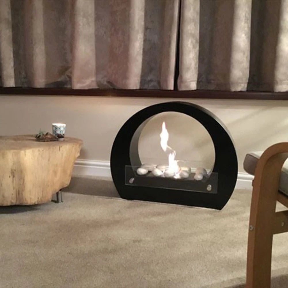 Chimenea bioetanol arqueada - Negro