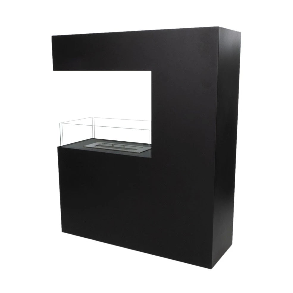 XL Chimenea de bioetanol de acero en negro