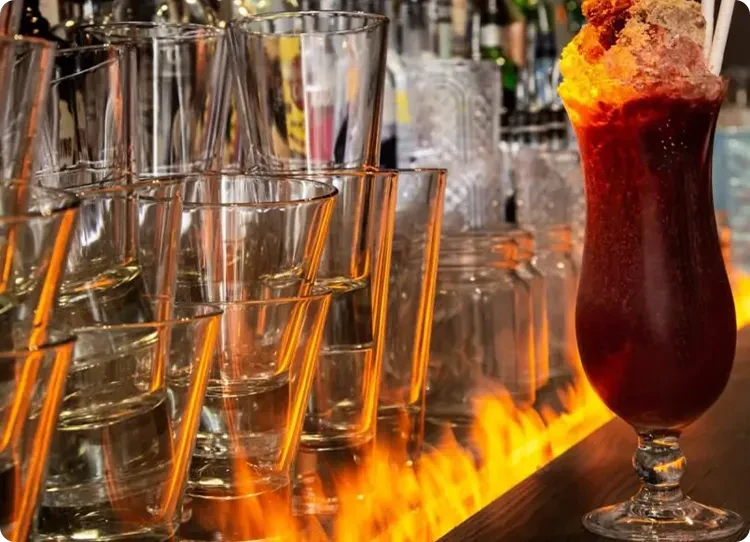 Quemador de vapor de agua en un bar