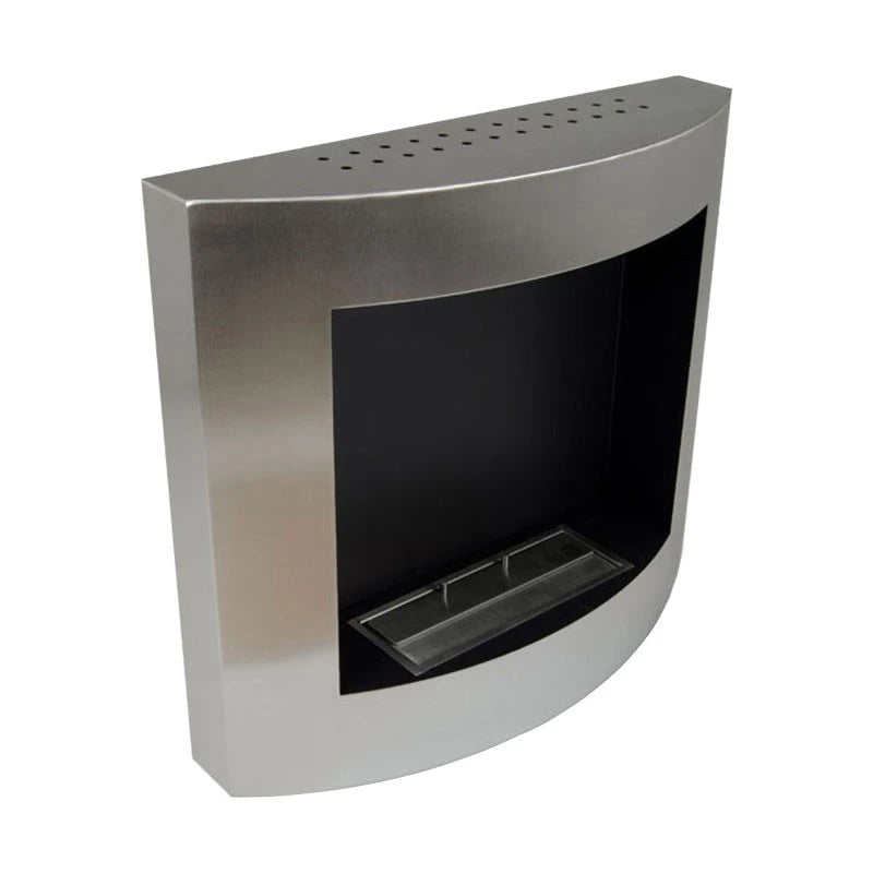 Chimenea bioetanol curvada de pared - Plateado