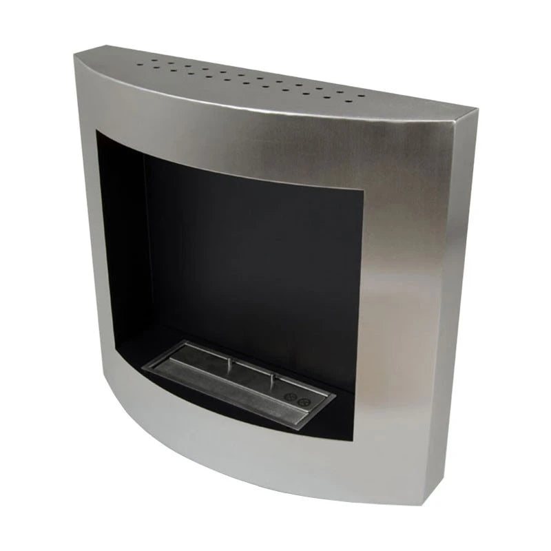 Chimenea bioetanol curvada de pared - Plateado