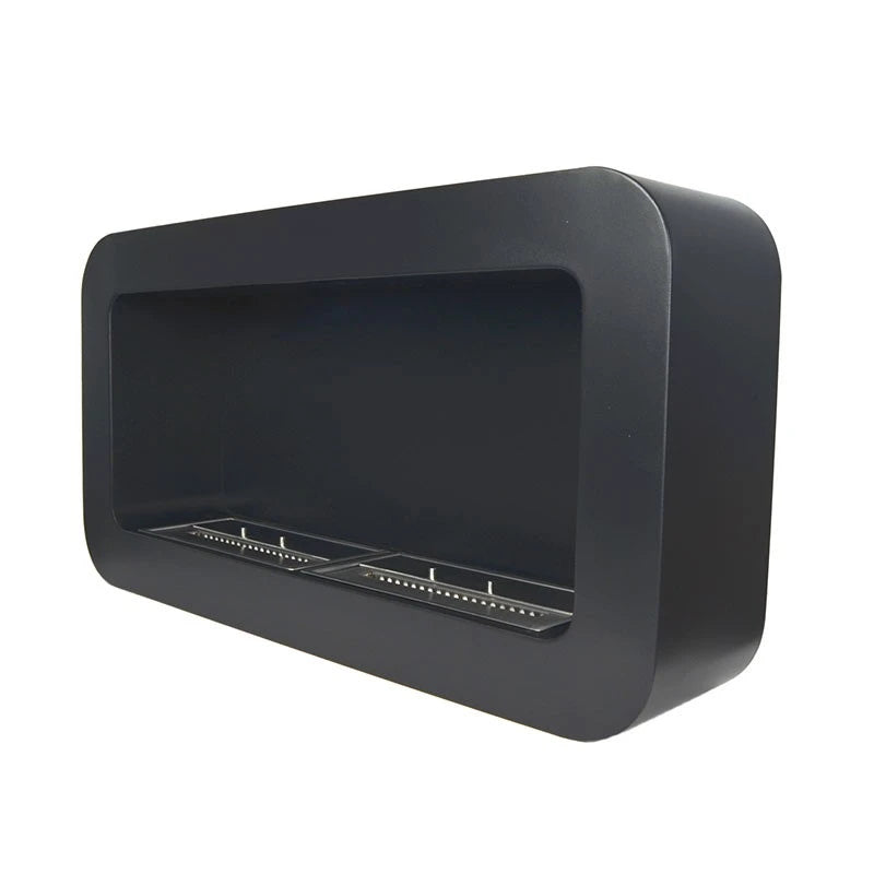 Chimenea de bioetanol curvada de color negro