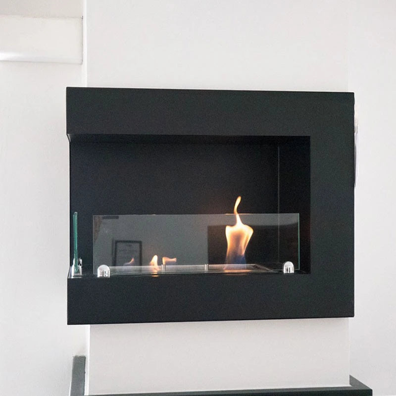 Left-sided 50 cm black ethanol fireplace 1.5 L