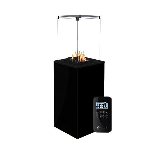 Outdoor gas fireplace with remote control