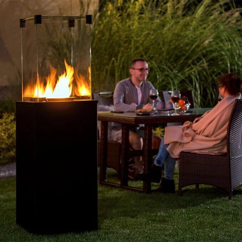 Outdoor gas fireplace with remote control