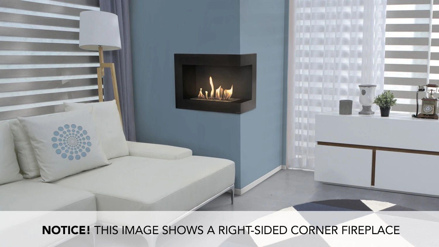 Corner bio fireplace 70 cm (left)