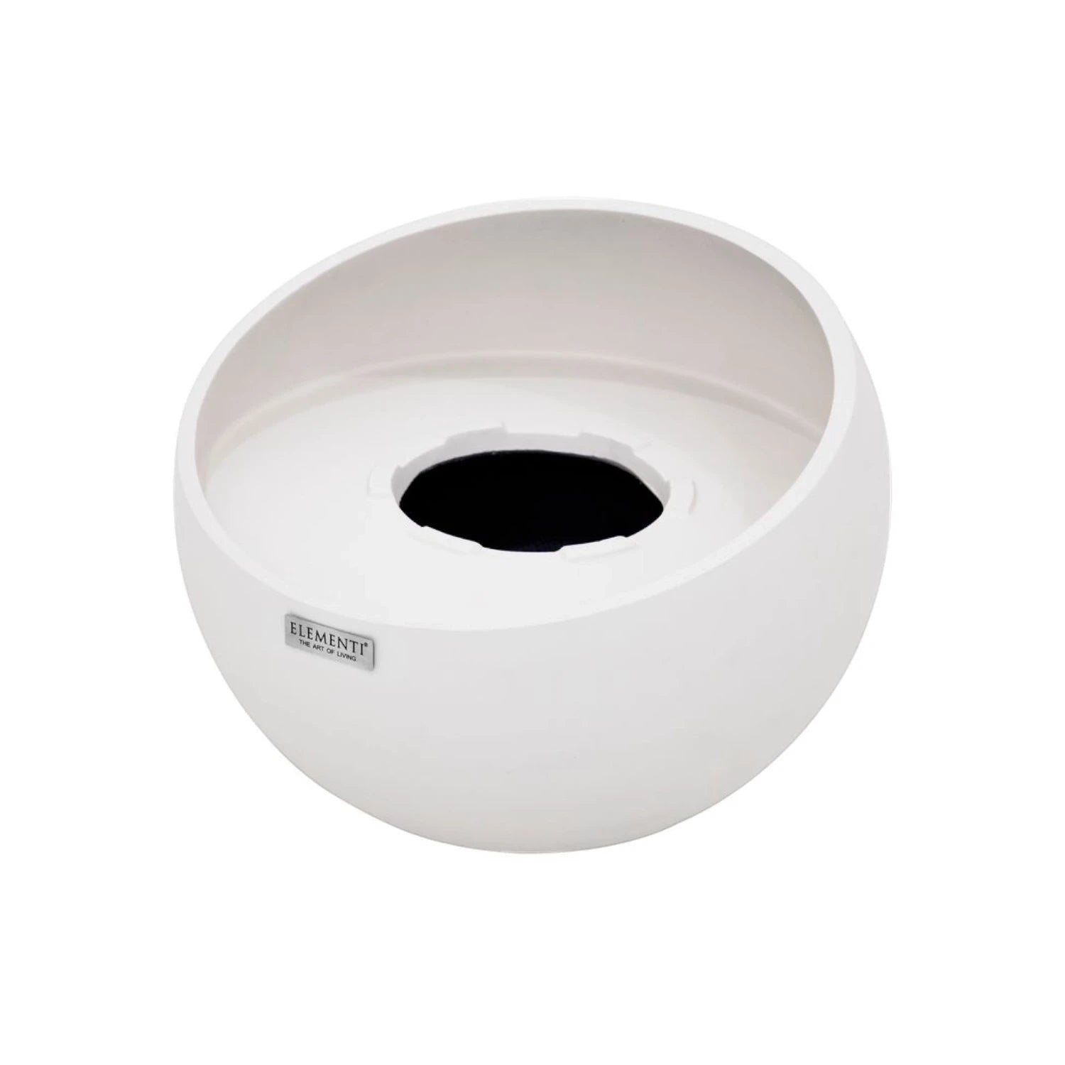 FIRENZE bioethanol fireplace – small round model in white fiber concrete with glass insert