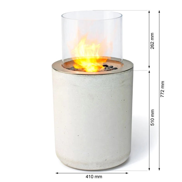 Chimenea Planika Jar con base de cemento
