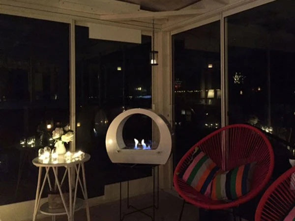 Dallas - Chimenea bioetanol arqueada - Blanco