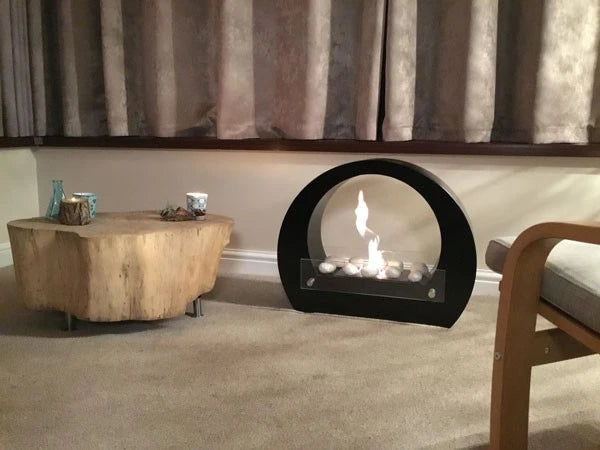 Chimenea bioetanol arqueada - Negro