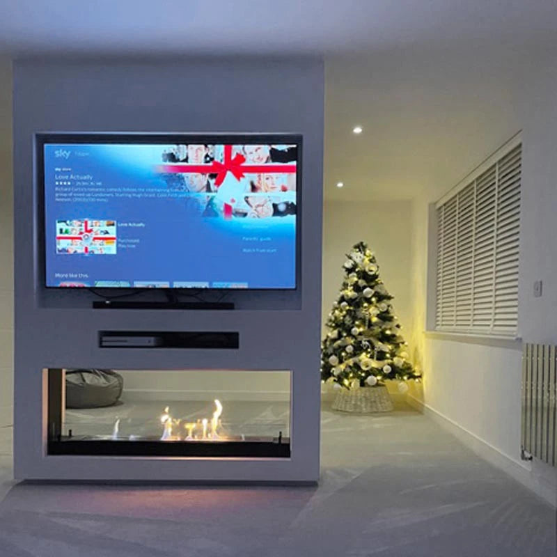 Chimenea de bioetanol de ventana negra 140 cm