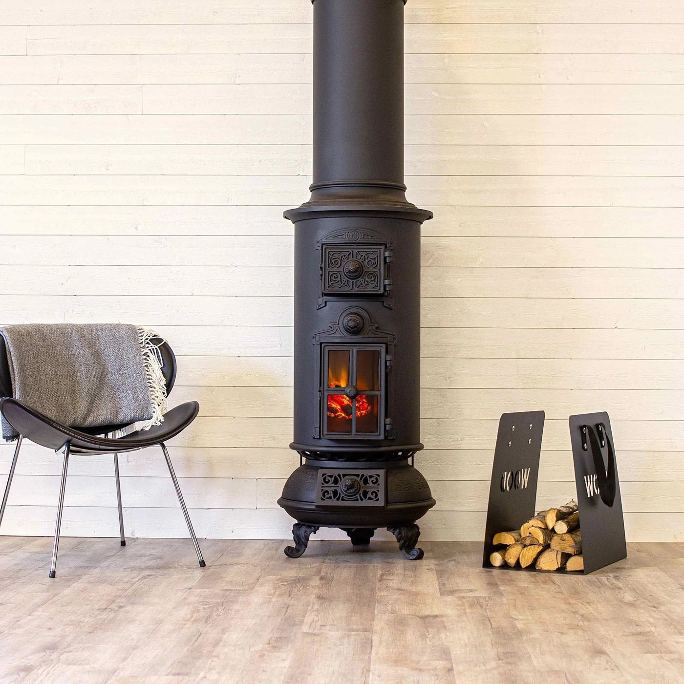 chimenea eléctrica redonda clásica