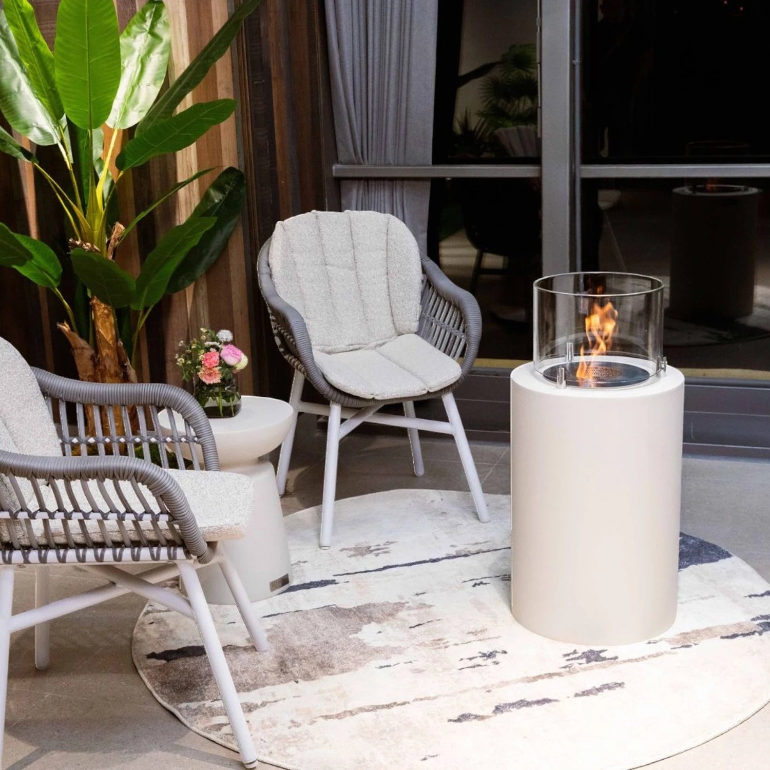 BOSTON Chimenea de Bioetanol – Blanco Crema