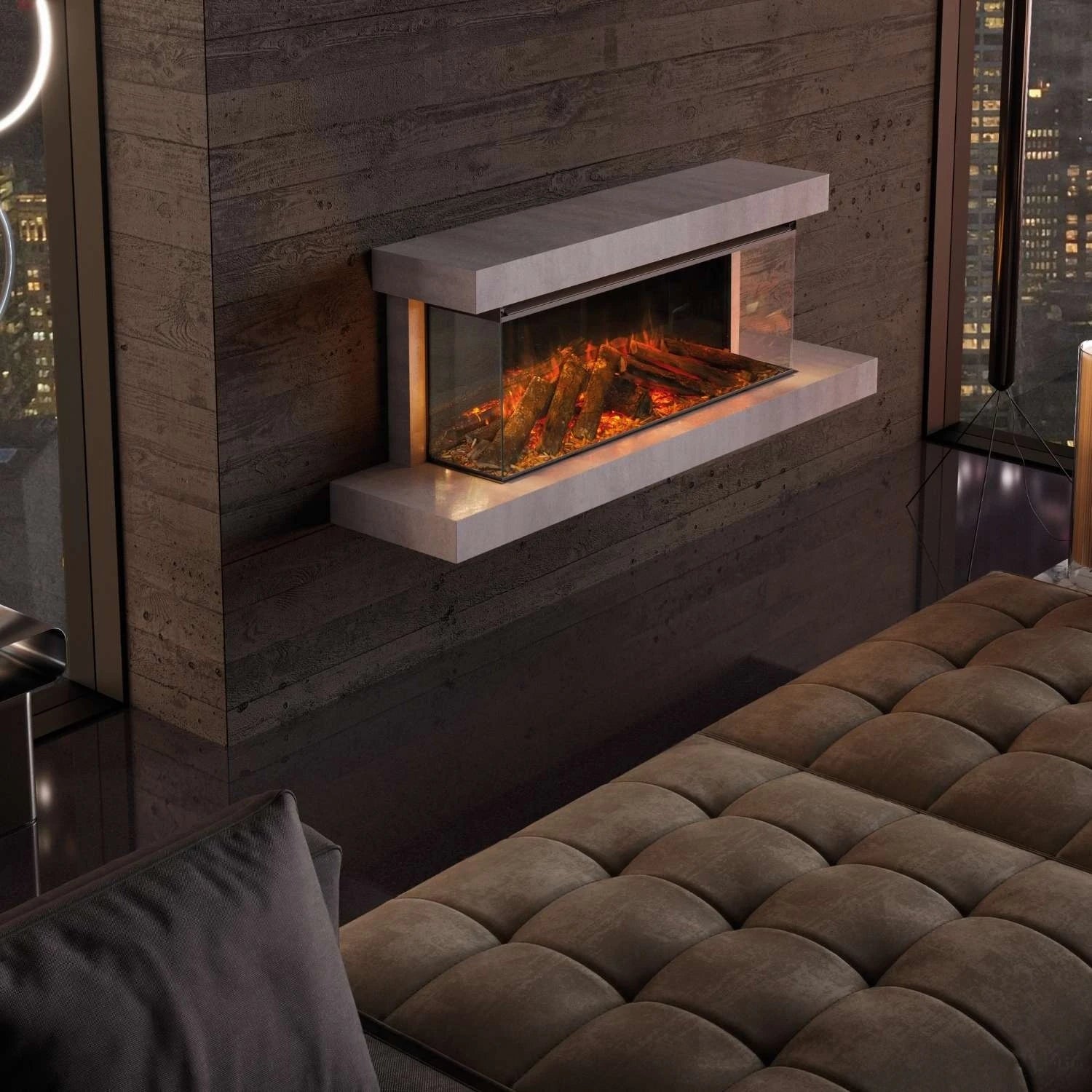 Chimenea eléctrica de pared Lumen 1200 – Tiza