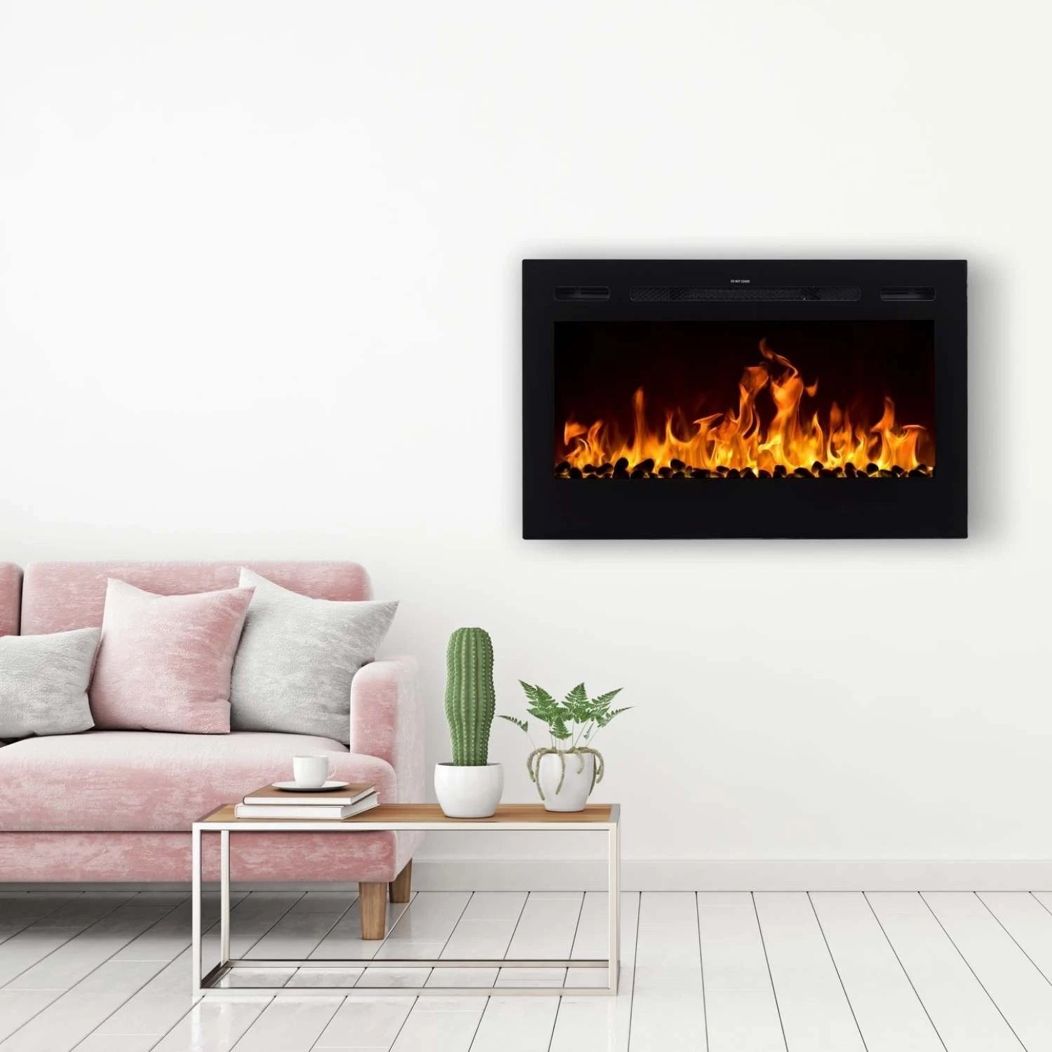 Merseyside negro chimenea electrica