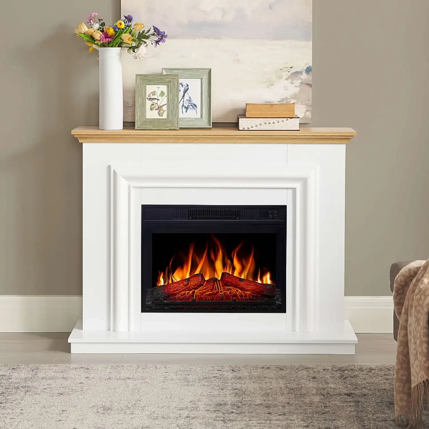 Chimenea Eléctrica Marbelya – Blanco / Roble Natural