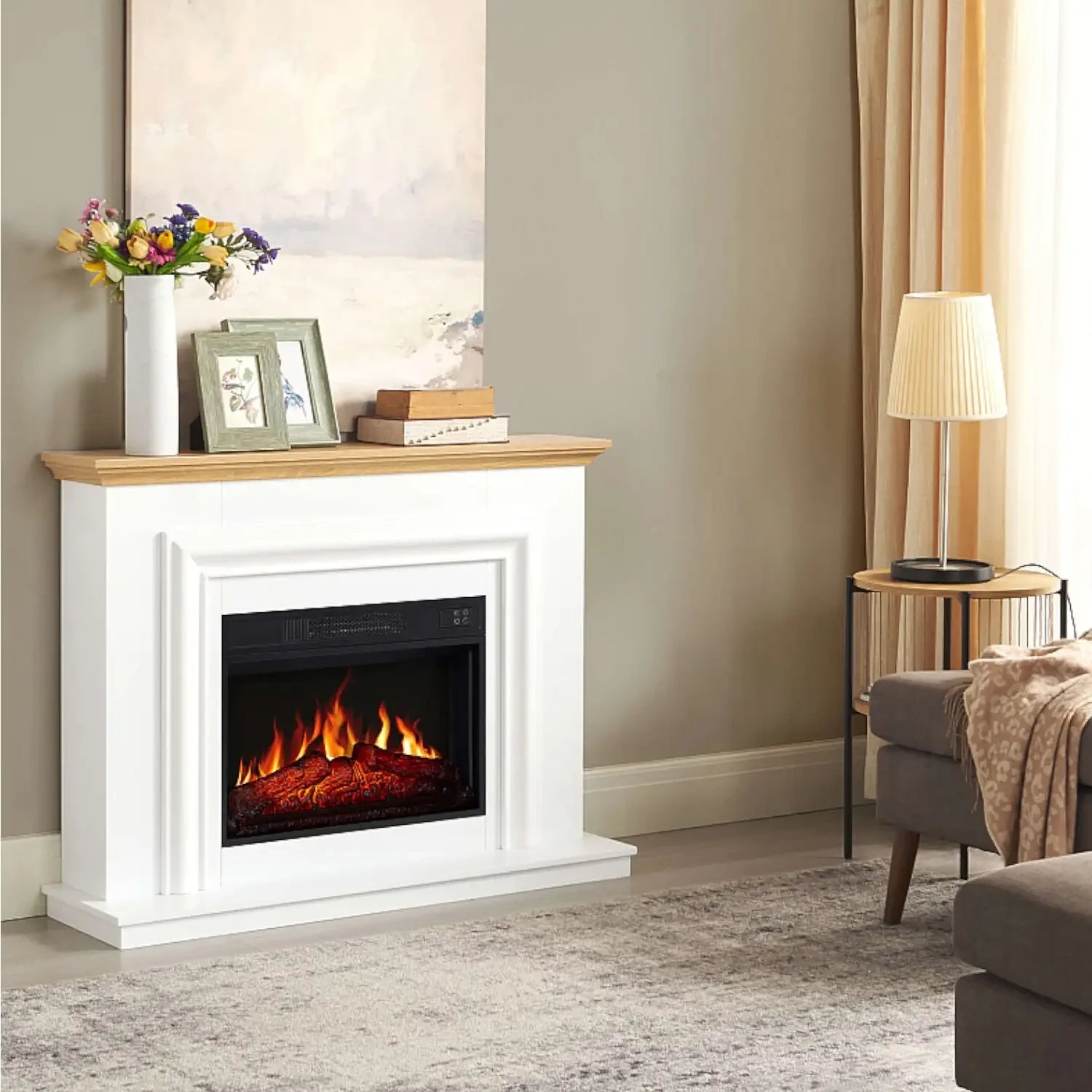 Chimenea Eléctrica Marbelya – Blanco / Roble Natural