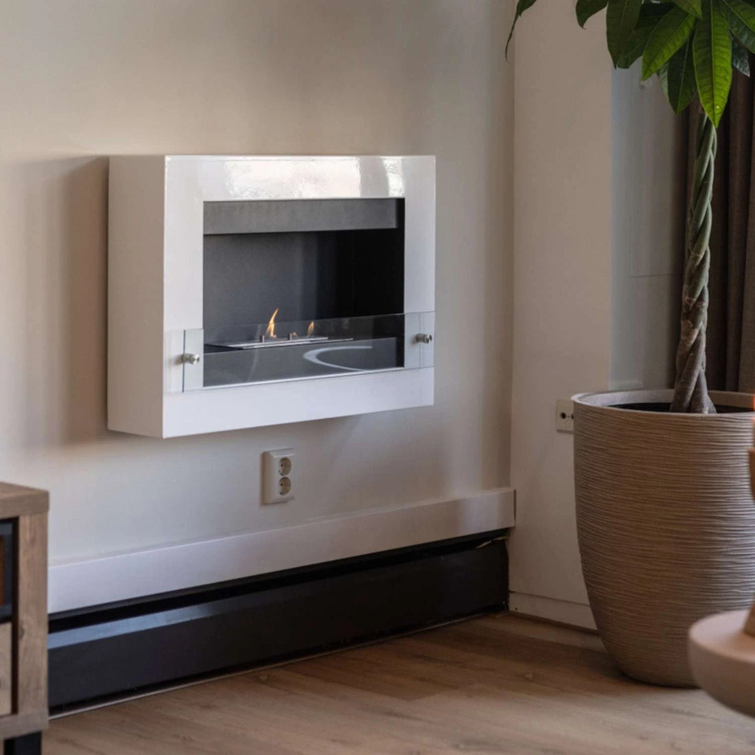 Nebraska Blanco - Chimenea bioetanol de pared