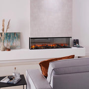 British Fires New Forest 1600 wide built-in electric fireplace with multi-sided flame view