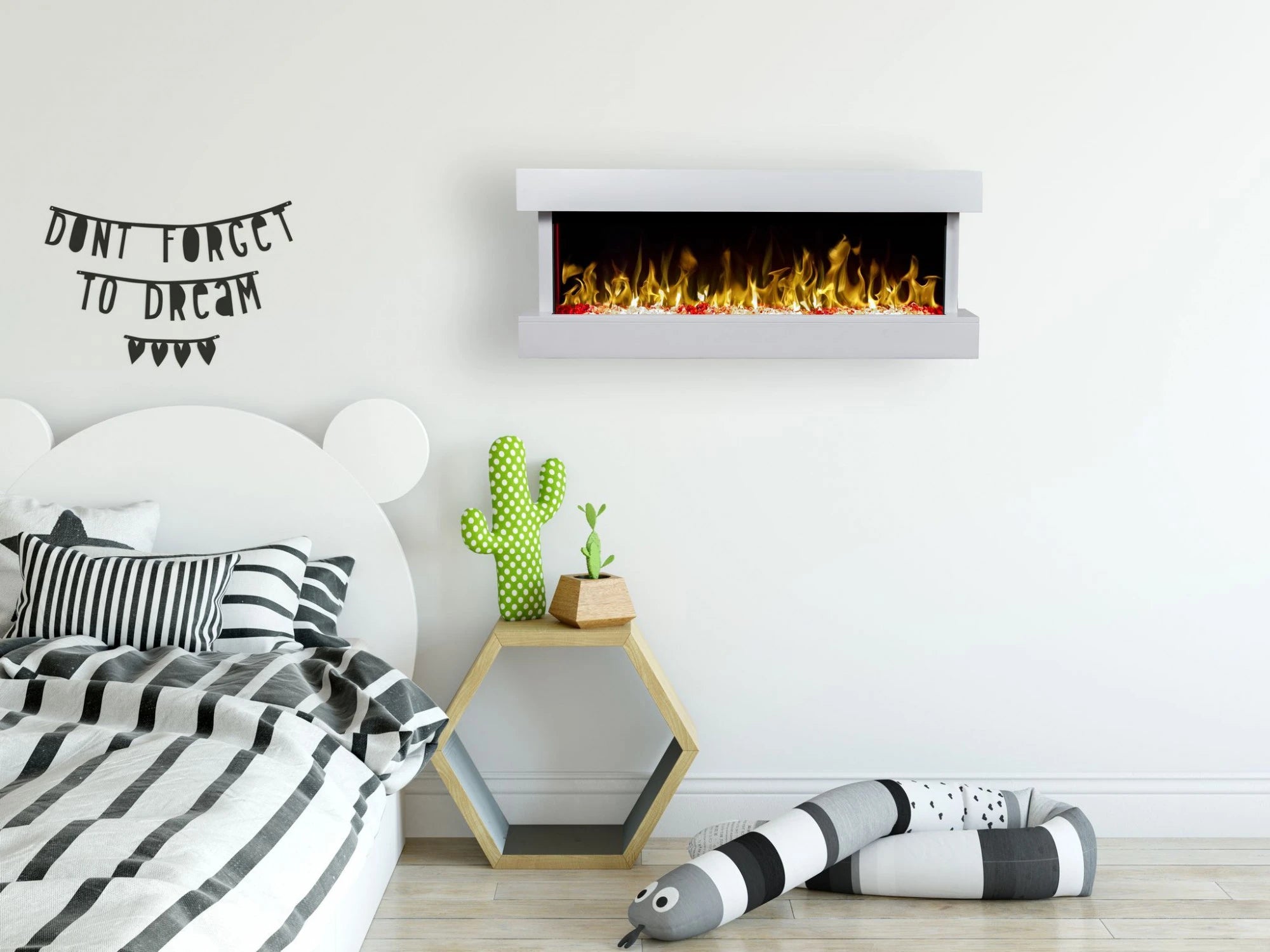 Chimenea eléctrica de pared Norfolk - Blanca