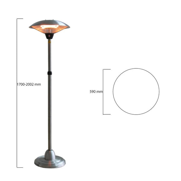 Radiador de pie eléctrico - 900/1200/2100 W - Plateado