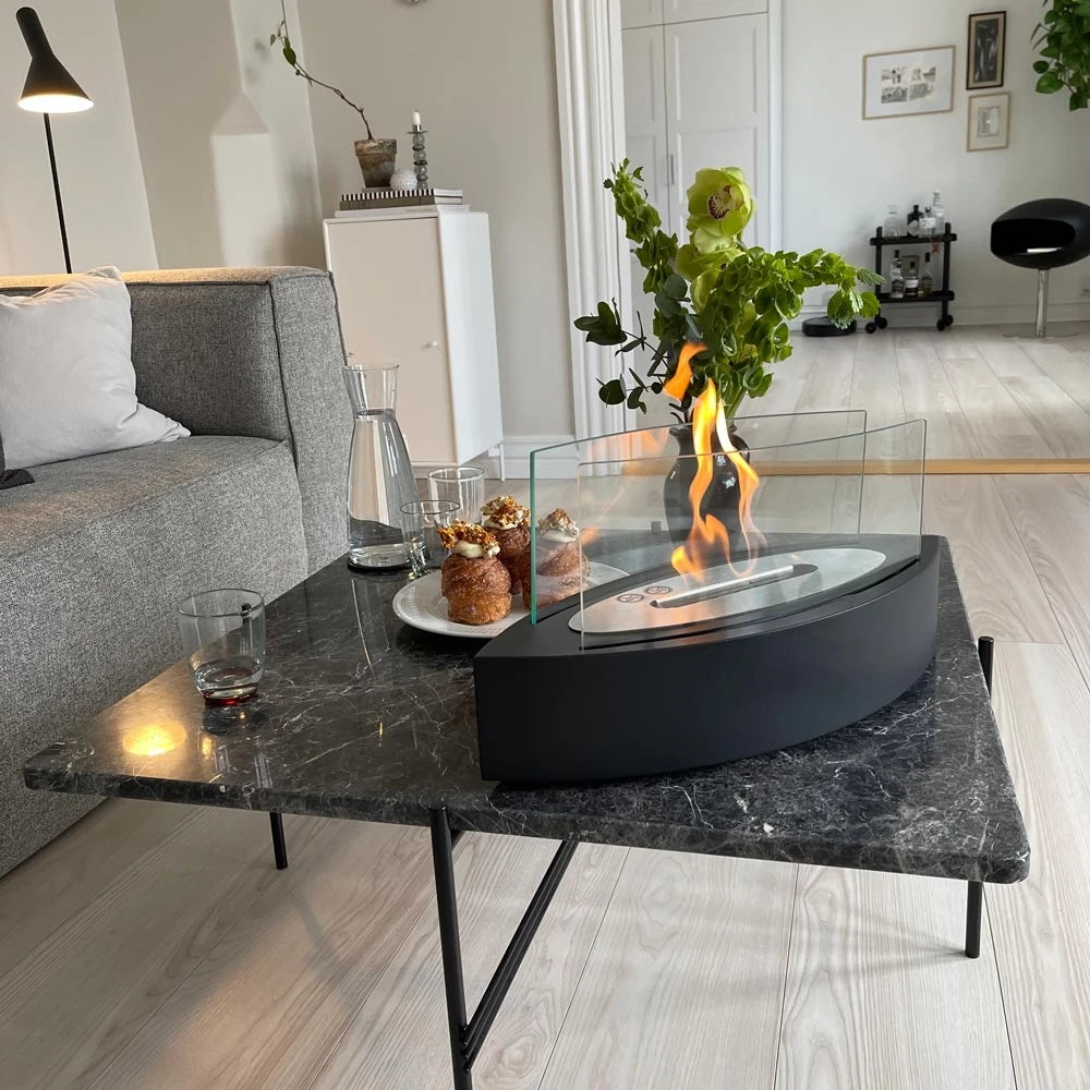 Chimenea de bioetanol de mesa ovalada - Negro