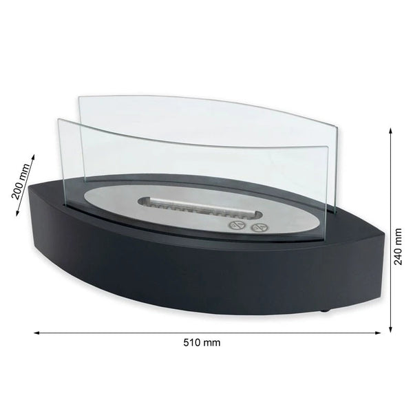 Chimenea de bioetanol de mesa ovalada - Negro