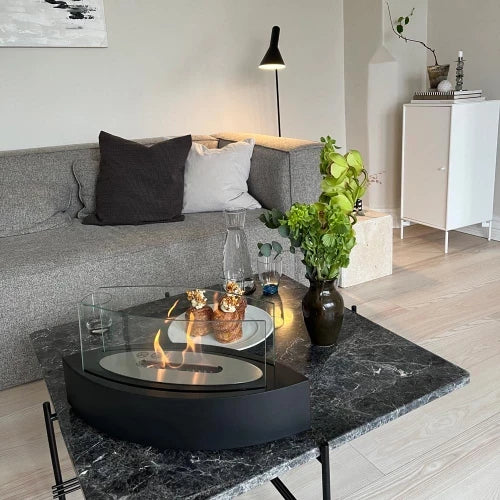 Chimenea de bioetanol ovalada para mesa