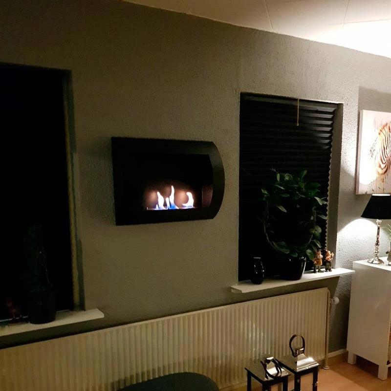 Ocean - Chimenea de bioetanol de pared Negro