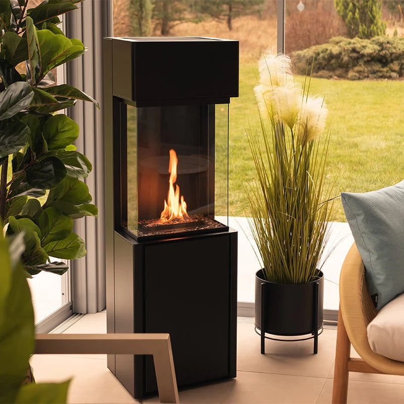 Planika Arcticon Black - Free-standing remote controlled Burning Ethanol Vapors bioethanol fireplace