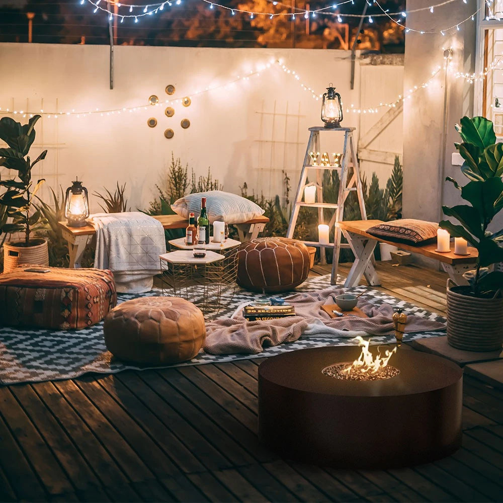 Planika Galio Fire Pit Black Automatic outdoor gas fireplace
