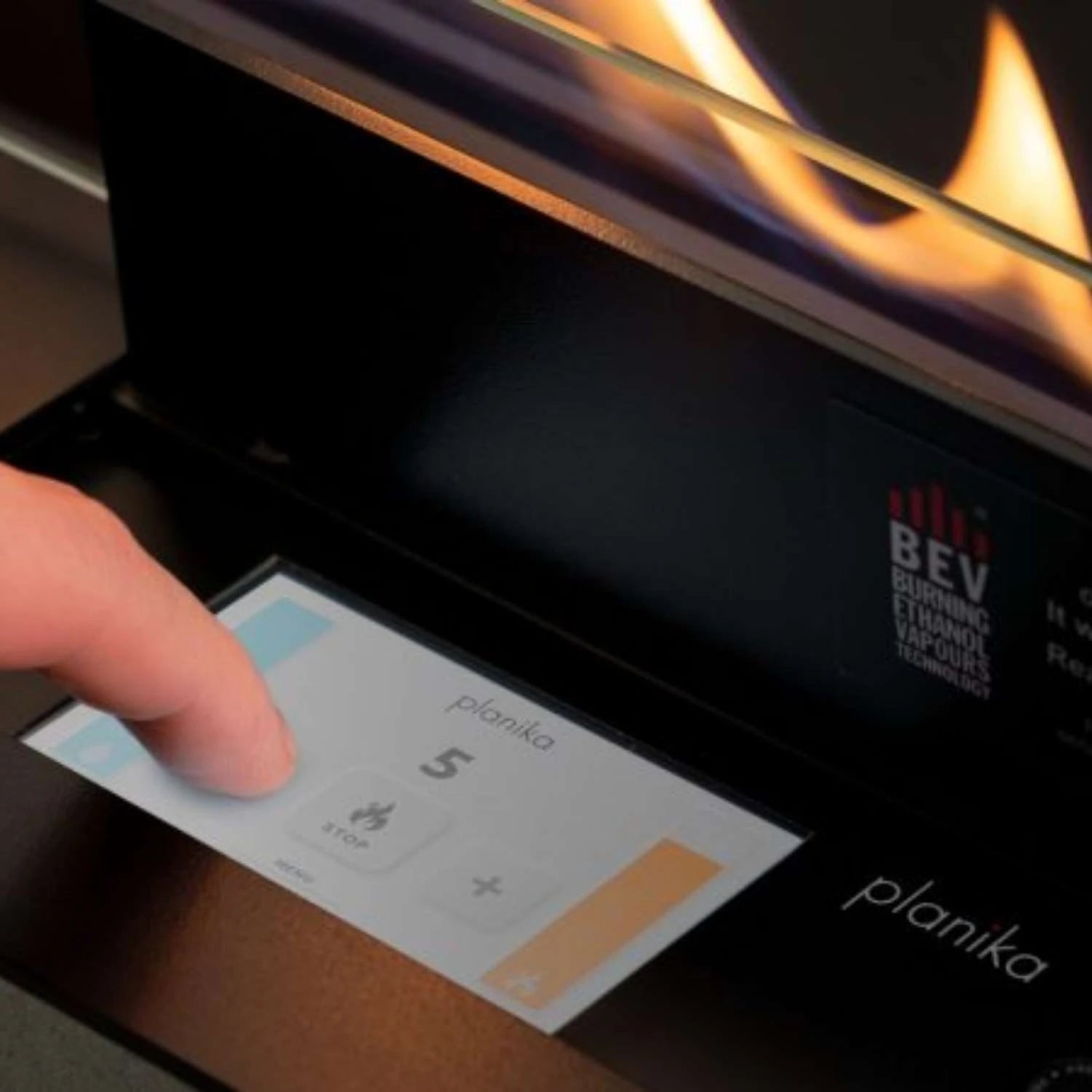 Comet bioethanol burner with rectangular flame opening