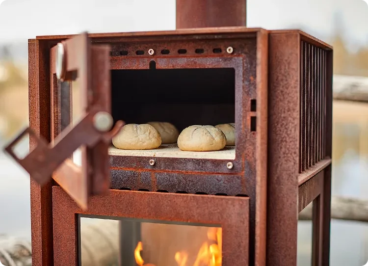 Chimenea de leña RB73 con horno superior para hornear pan
