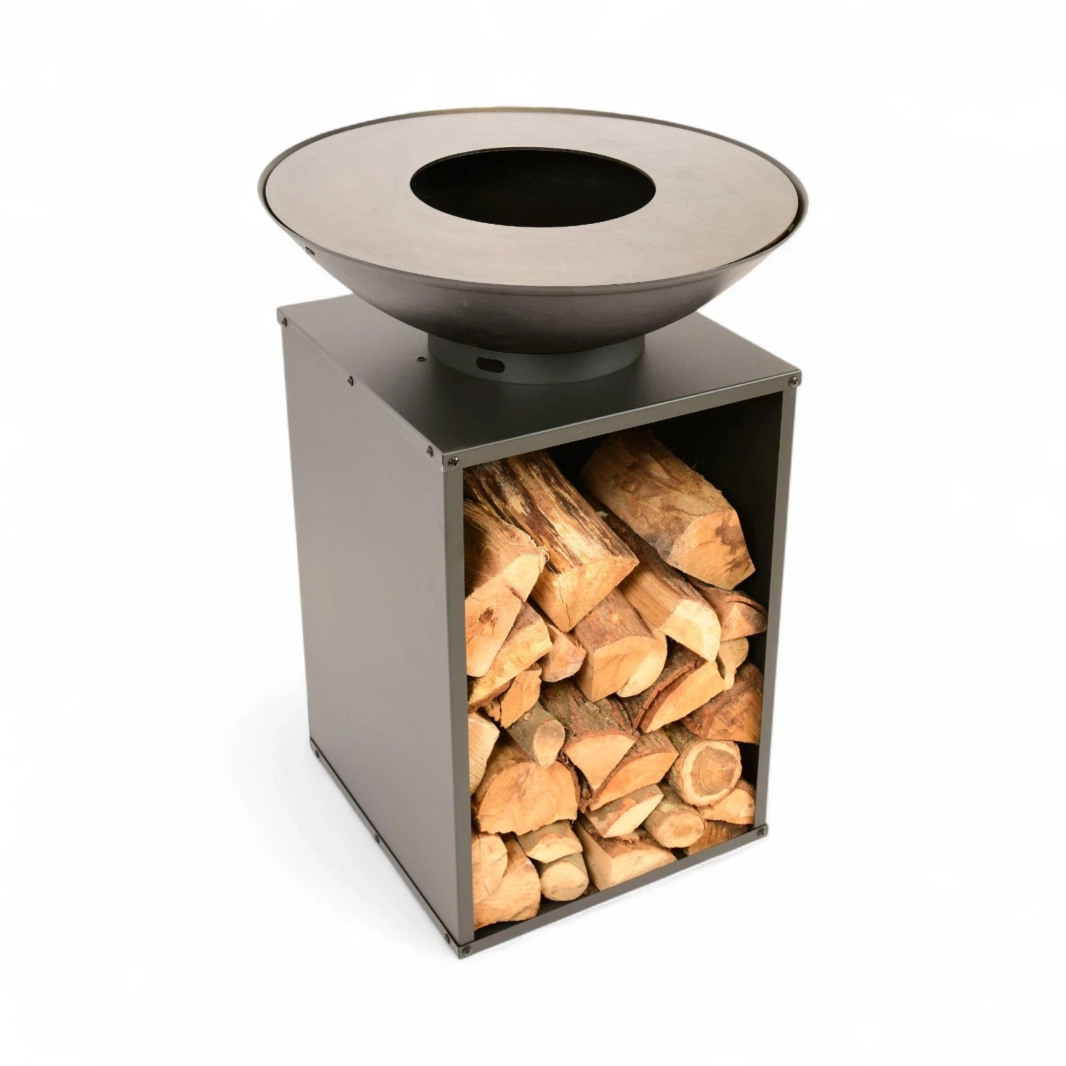 Cuenco de fuego Onyx con parrilla y almacenamiento para leña - Ø60