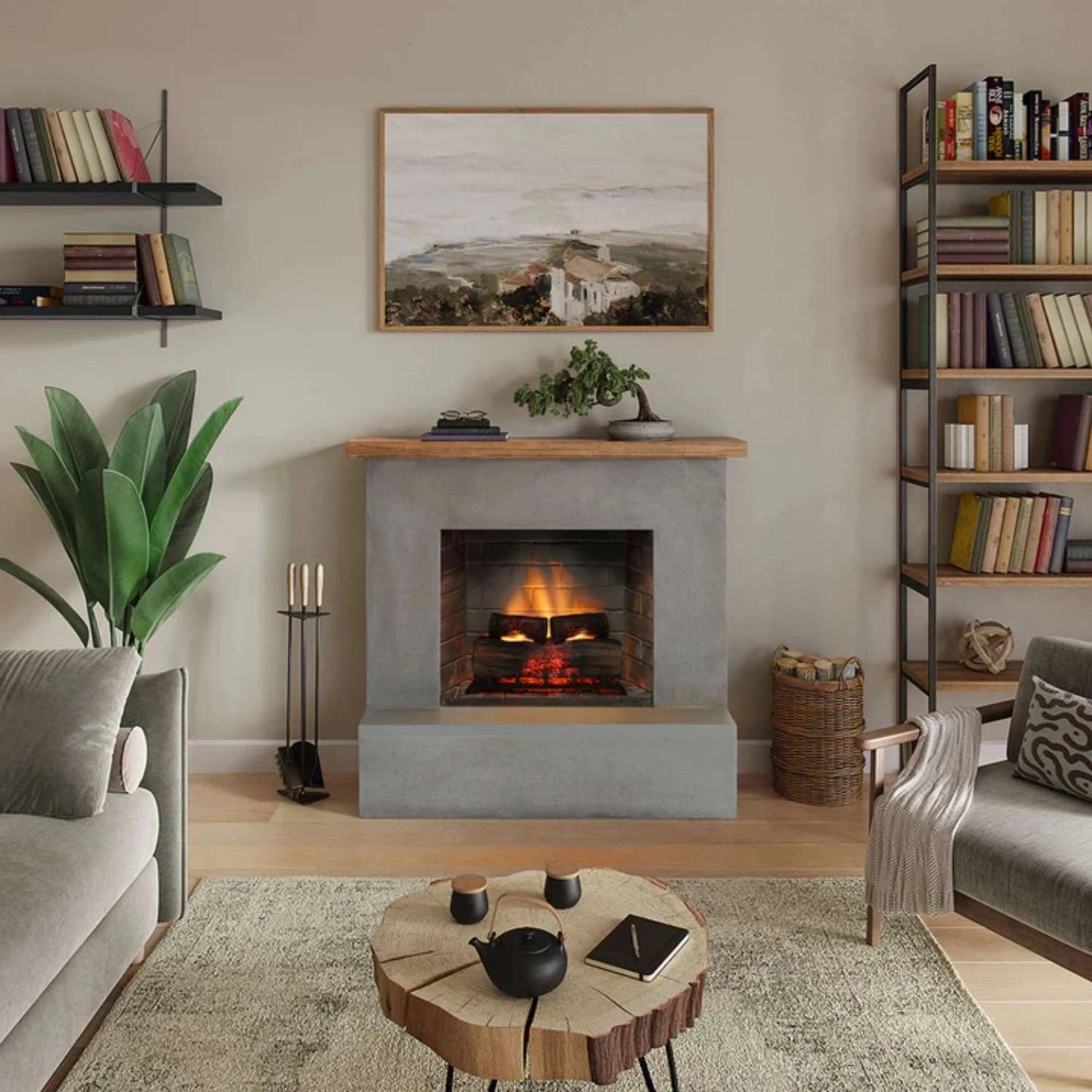 Rolf - Chimenea eléctrica en Gris hormigón