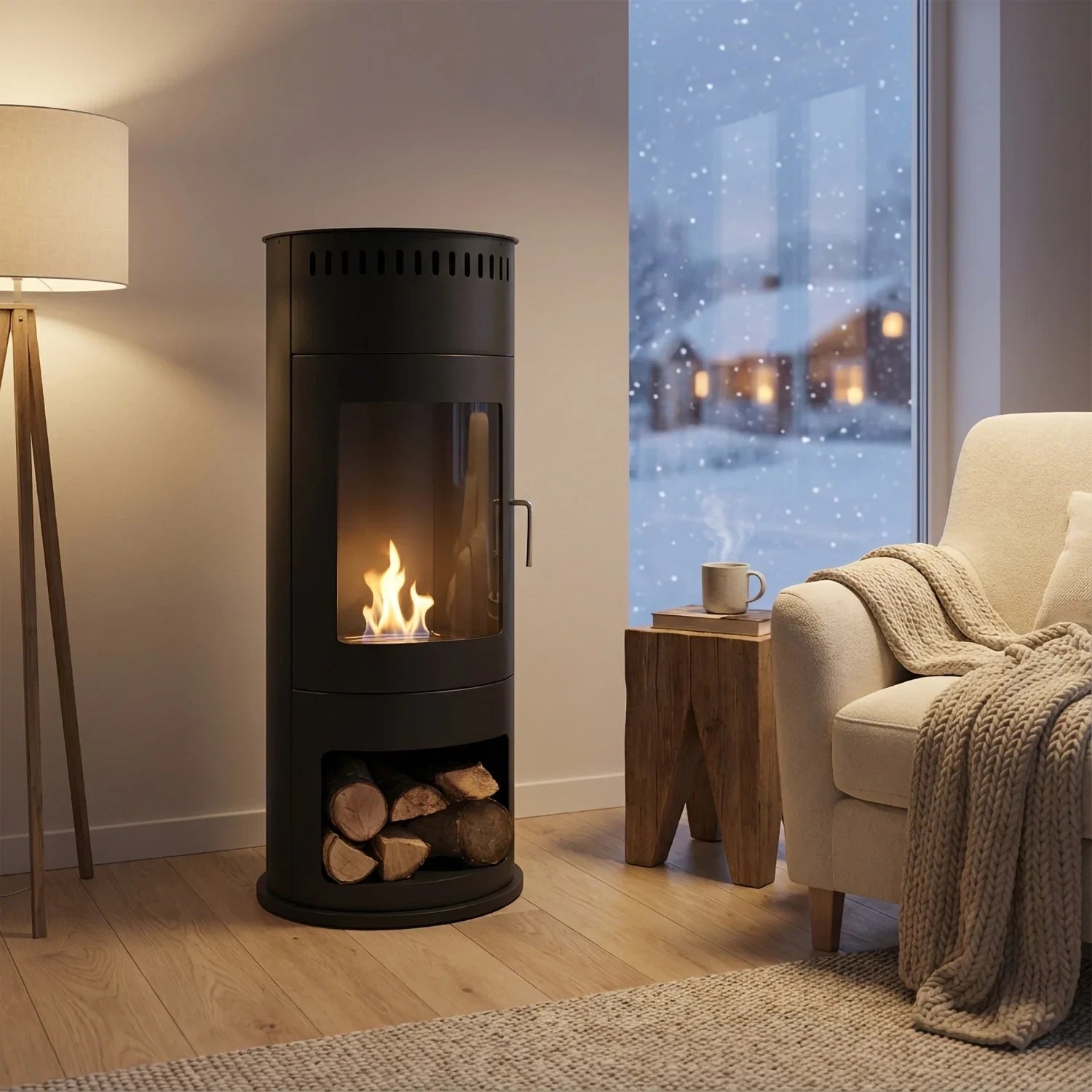 Washington - Black bioethanol wood-burning stove
