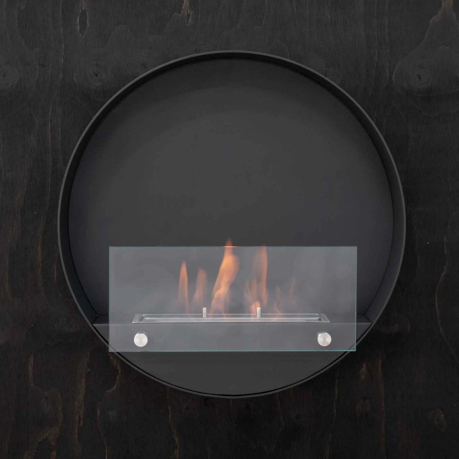 Round bio fireplace for wall mounting